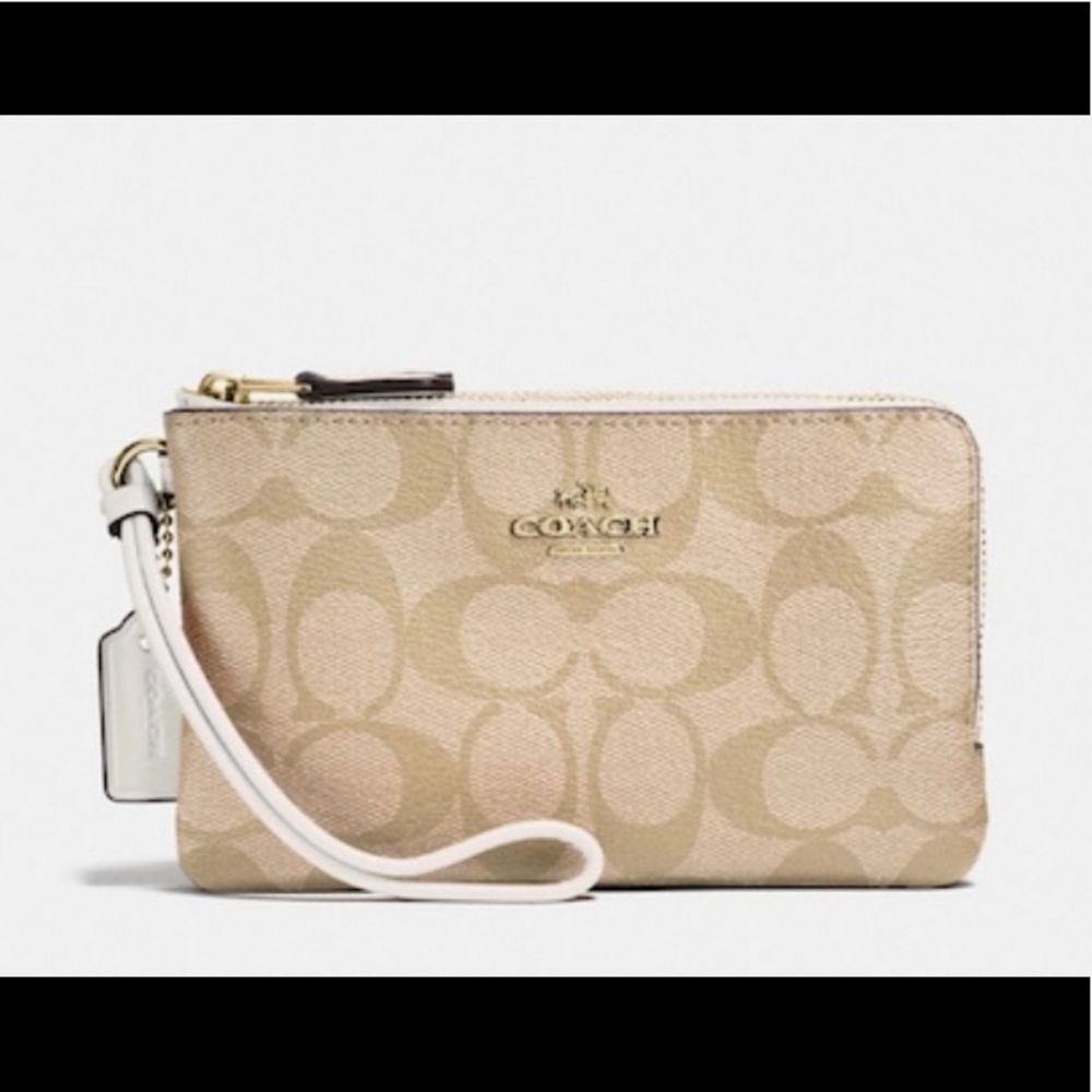 NWT Double zip wallet in Signature canvas IM/Light Khaki/Chalk